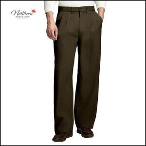 Men's Pleated Wide Leg Dress Pants Elastic Waist Relaxed Fit Trousers